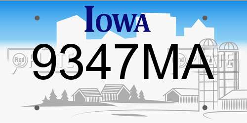 9347MA Iowa License Plate
