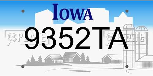 9352TA Iowa License Plate