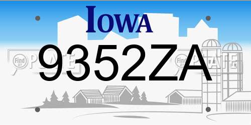 9352ZA Iowa License Plate