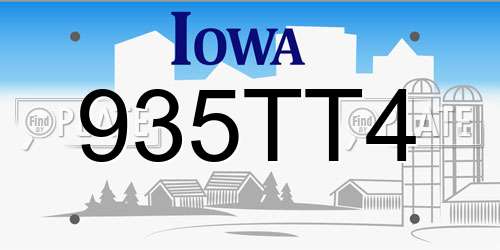 935TT4 Iowa License Plate