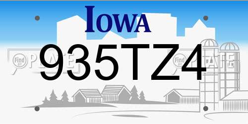 935TZ4 Iowa License Plate