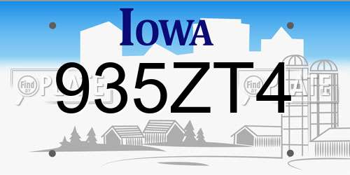 935ZT4 Iowa License Plate