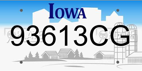 93613CG Iowa License Plate