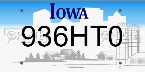 936HT0 Iowa License Plate