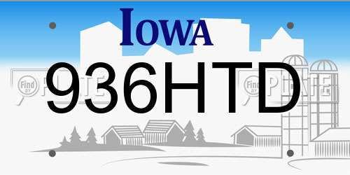 936HTD Iowa License Plate