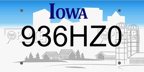 936HZ0 Iowa License Plate