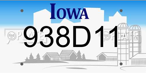 938D11 Iowa License Plate