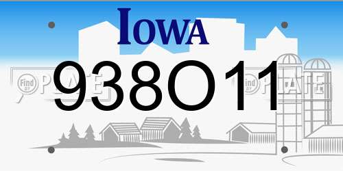 938O11 Iowa License Plate