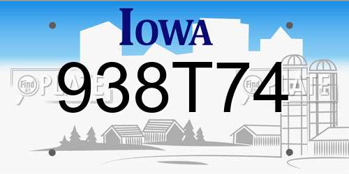 938T74 Iowa License Plate