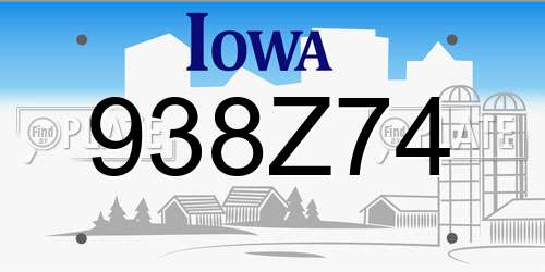 938Z74 Iowa License Plate
