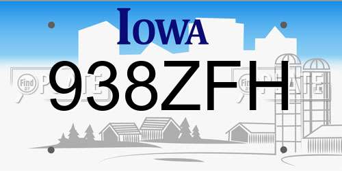 938ZFH Iowa License Plate