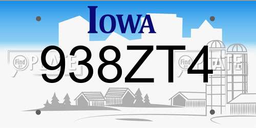 938ZT4 Iowa License Plate
