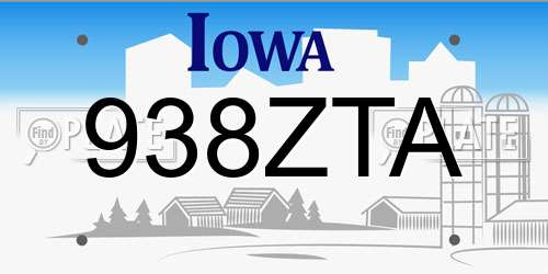 938ZTA Iowa License Plate