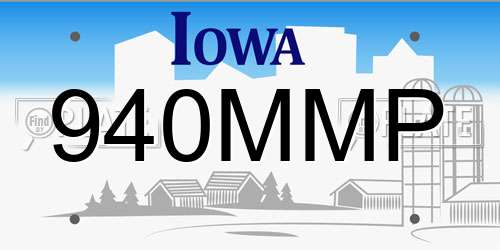 940MMP Iowa License Plate