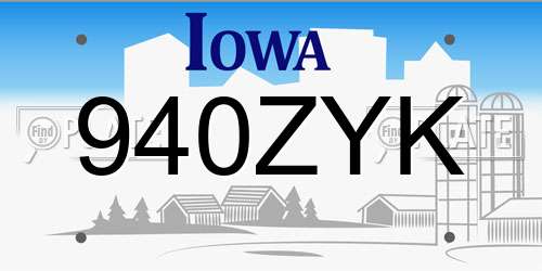 940ZYK Iowa License Plate