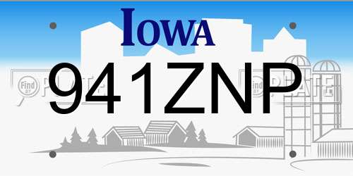 941ZNP Iowa License Plate