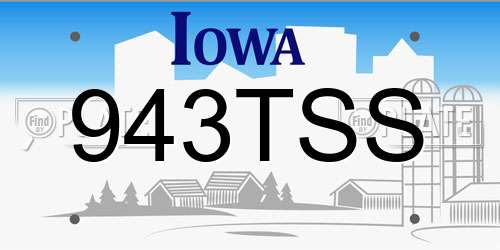 943TSS Iowa License Plate