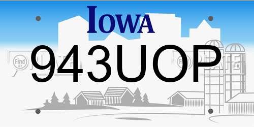 943UOP Iowa License Plate