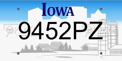 9452PZ Iowa License Plate