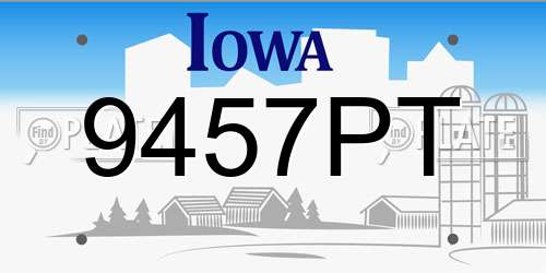 9457PT Iowa License Plate