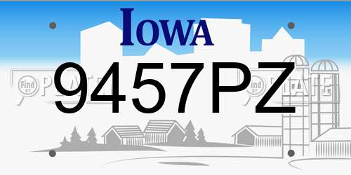 9457PZ Iowa License Plate