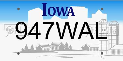 947WAL Iowa License Plate