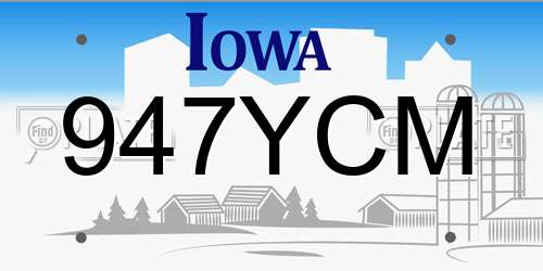 947YCM Iowa License Plate