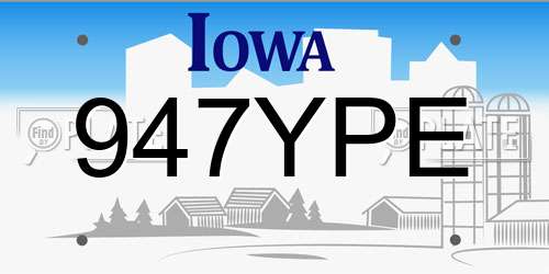 947YPE Iowa License Plate