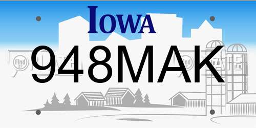 948MAK Iowa License Plate
