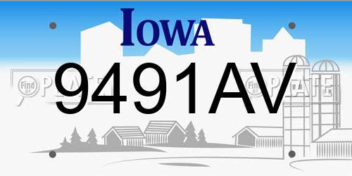 9491AV Iowa License Plate