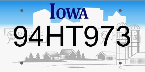 94HT973 Iowa License Plate