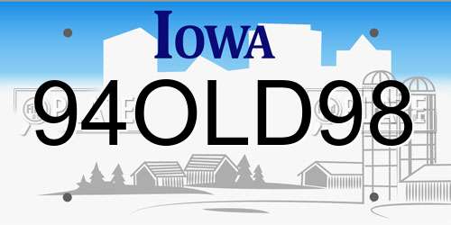 94OLD98 Iowa License Plate