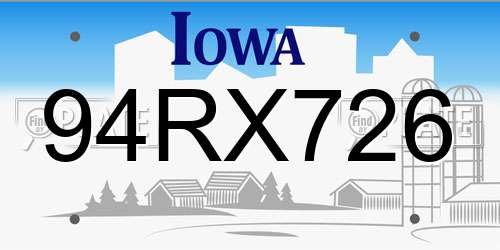 94RX726 Iowa License Plate
