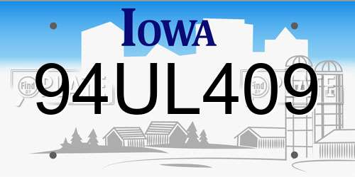 94UL409 Iowa License Plate