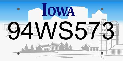 94WS573 Iowa License Plate