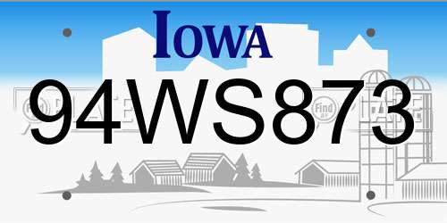 94WS873 Iowa License Plate