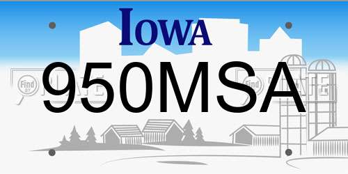 950MSA Iowa License Plate