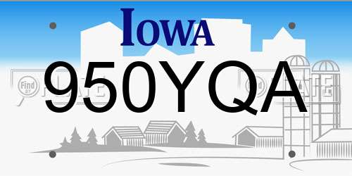 950YQA Iowa License Plate