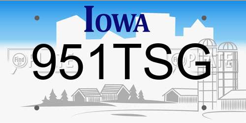 951TSG Iowa License Plate
