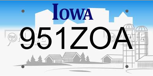 951ZOA Iowa License Plate
