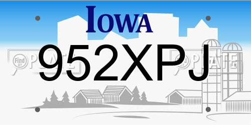 952XPJ Iowa License Plate
