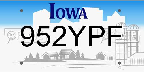 952YPF Iowa License Plate