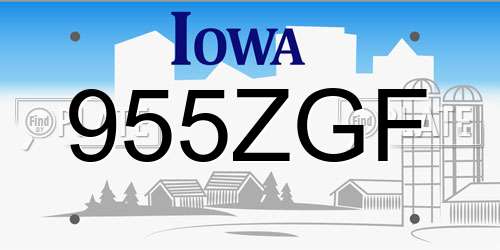 955ZGF Iowa License Plate