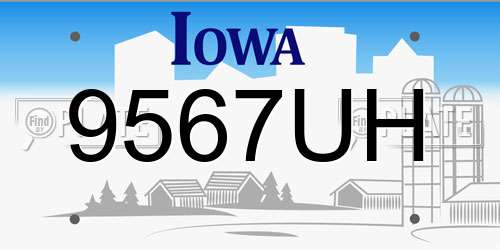 9567UH Iowa License Plate