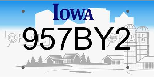 957BY2 Iowa License Plate