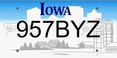 957BYZ Iowa License Plate