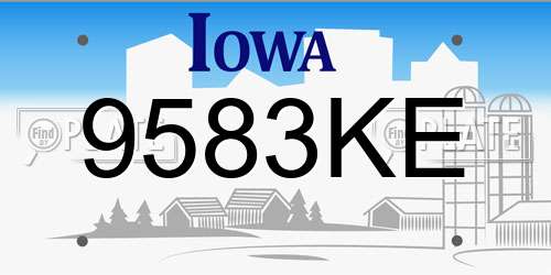 9583KE Iowa License Plate