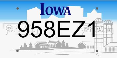 958EZ1 Iowa License Plate