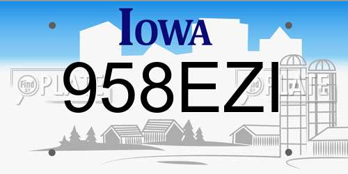 958EZI Iowa License Plate