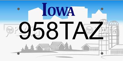 958TAZ Iowa License Plate